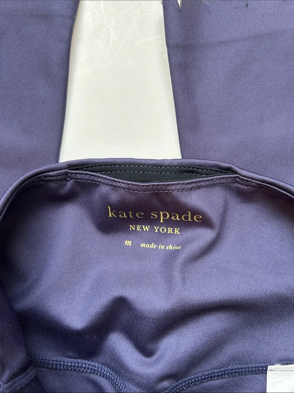 kate spade Navy Scalloped-Hem Crop Leggings M